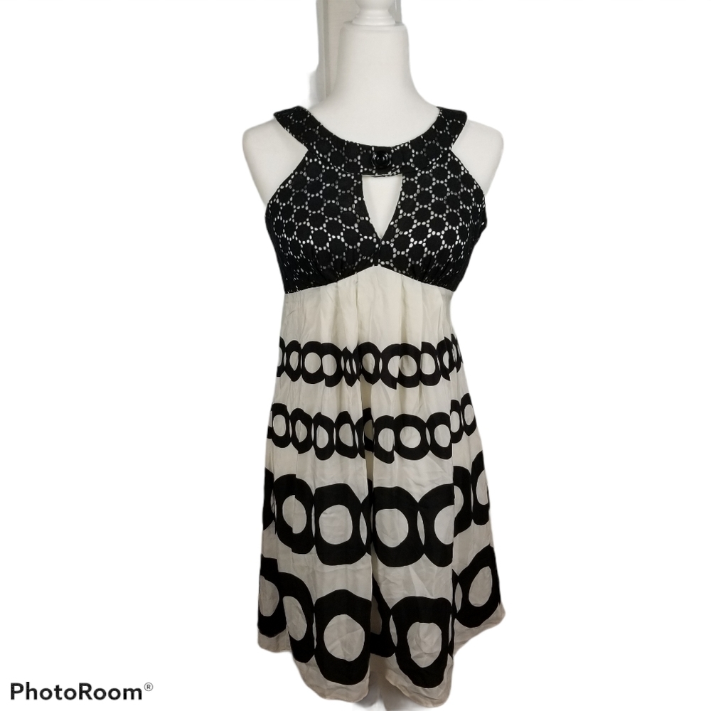 JAX Cotton Mini Dress Sleeveless  Sunmer Black and White Womens Size 4